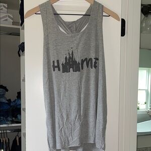 Gray Sleeveless Tank with Castle Print